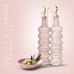 COOK WITH COLOR Glass Olive Oil Bottle Dispenser - 2 Pack- 17oz Oil and Vinegar Cruet - Olive Oil Carafe Decanter for Kitchen