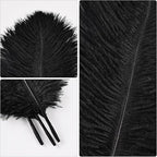 THARAHT Black Ostrich Feathers 24pcs Natural Bulk 10-12Inch 25cm-30cm for Crafts Wedding Party Centerpieces Halloween and Home Decoration Feathers