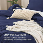 Litanika Navy Blue Twin/Twin XL Comforter Set, 2 Pieces Lightweight Solid Bedding Comforter Set, All Season Fluffy Bed Set (66x90In Comforter & 1 Pillowcase)
