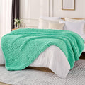 L'AGRATY Chunky Knit Blanket Throw: 60''x80'' Chenille Chunky Knitted Throw Blanket for Bed Couch - Handmade Thick Big Cable Knit Blanket - Large Crochet Rope Blanket for Home Decor(Aqua)