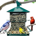 Bird Feeders for Outdoors, 6.5lb Large Capacity, Heavy Duty Metal Bird Feeder, Supports Cardinal, Finch, Blue Jay and Wild Birds(Green)