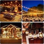 200FT LED Outdoor String Lights with 100+4 Bulbs, Shatterproof Waterproof Patio String Lights for Outside, Connectable 2200K Dimmable Commercial Hanging Light for Christmas Backyard Cafe Garden Bistro