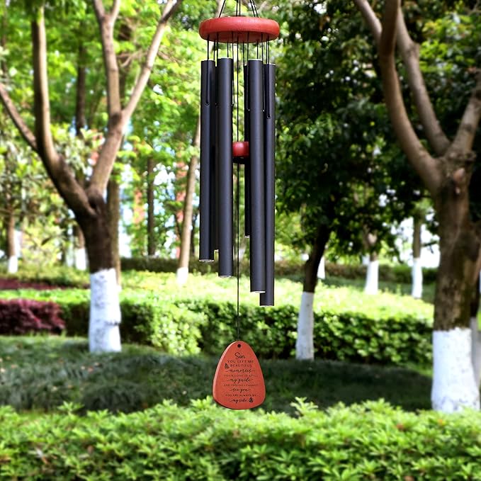 Memgift Memorial Wind Chime for Loss of Son - Outdoor Sympathy Gift for Bereavement - 32 Inch Remembrance Chime - Garden, Patio & Yard Wind Chimes for Loved One