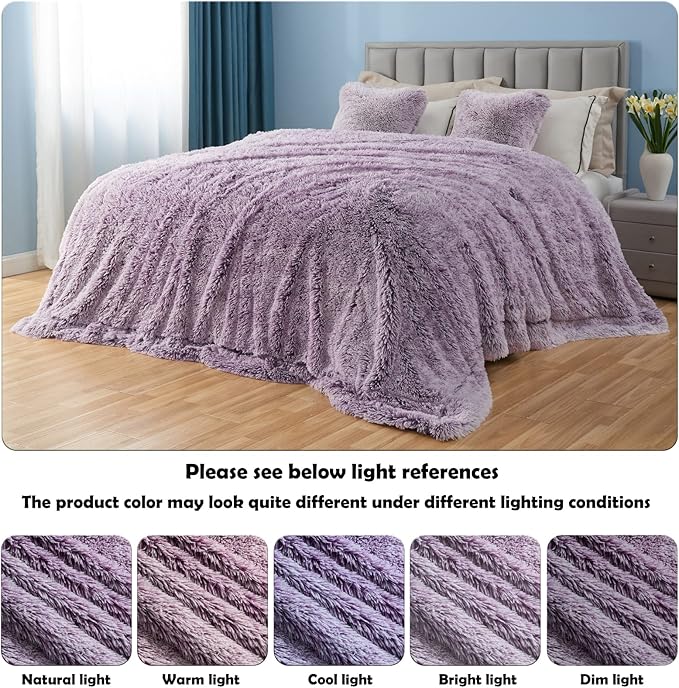 GONAAP Fuzzy Faux Fur Throw Blanket Frosty Purple Super Soft Cozy Plush Fuzzy Shaggy Blanket for Couch Sofa Bed (Frosty Purple, Throw(50"x60"))