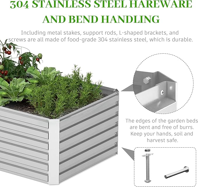 6x3x2 ft Raised Garden Bed, Large Metal Planter Raised Beds, Planters for Outdoor Plants for Vegetables, Flowers, Herbs, Fruits, and Succulents.(2 Pcs)