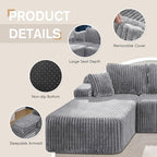 Hobestluk Modular Sectional Sofa Couches 108" L-Shape Couch 3 Seat Modular Sofa Memory Foam Sectional Couches for Living Room, Boneless Couch with Oversized Chaise (Light Grey, Left Facing)