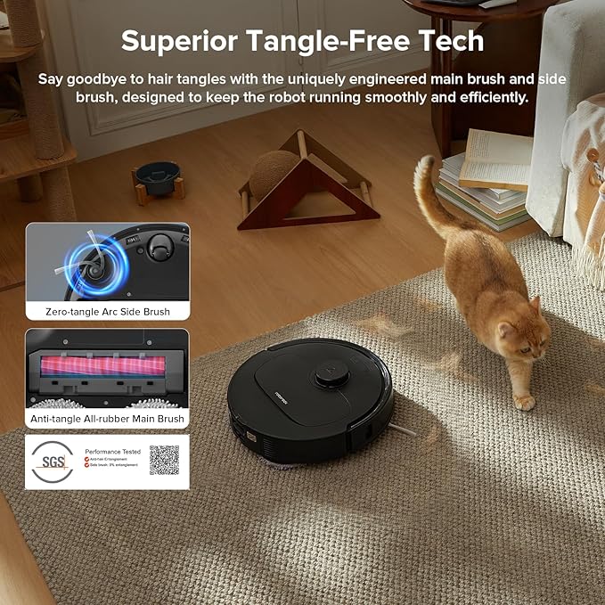 roborock Qrevo Series Robot Vacuum and Mop, 8000Pa Suction, Upgraded from Qrevo S, Anti-Tangle Brushes, Smart Obstacle Avoidance, Auto Mop Washing, All-in-One Dock, 200RPM Spinning Mops, Black(QV 35A)