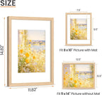 upsimples 11x14 Picture Frame, Natural Solid Wooden Picture Frames, Display 8x10 with Mat or 11 x 14 Without, Vertical or Horizontal Wall Hanging, 1 Pack, Natural