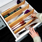 Utoplike Bamboo Dresser Drawer Dividers, 4'' High Adjustable Drawer Organizers for Clothing, Spring Loaded, Works in Kitchen, Bathroom, Bedroom, Drawer, Desk, 4 pcs