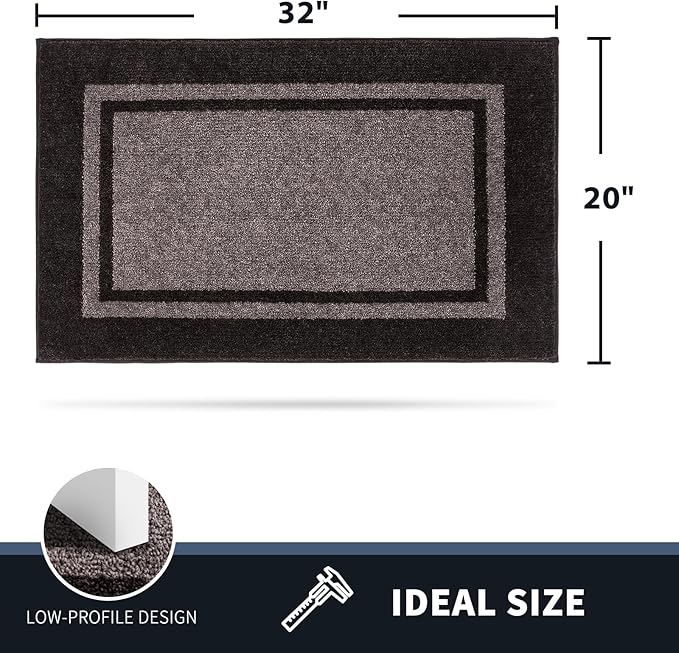 PURRUGS Dirt Trapping Door Mat 20" x 32", Non-Slip/Skid Machine Washable Entryway Rug, Shoes Scraper, Area Rug, Super Absorbent Welcome Mat for Muddy Wet Shoes and Paws, Grayish Brown & Coffee