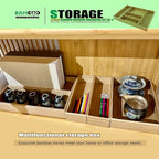 Stack Bamboo Drawer Organizer Set of 5, Kitchen Utensil, Flatware&Silverware Organizer-Wood Laminated Stackable for Kitchen, Bedroom, 13.4''x4.5''*2+10.2''x3.3''*2+10.2''x6.7''*1
