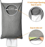 XL Hanging Laundry Hamper, Extra Large Tear-resistance Door Hamper with 2 Types Hooks for Dirty Clothes, Save Bathroom Space Hanging Laundry Bag (36.5x 22 Inch,Grey)