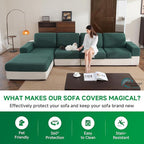 Couch Cushion Covers for Sectional Sofa, Stretch Soft Sofa Slipcovers Washable Wear-Resistant Universal Furniture Protector for Living Room(1 Piece Chair Cover, Green)