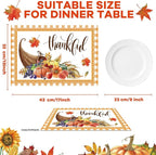 Thanksgiving Placemats Set of 6 Thanksgiving Day Plastic Table Mats Welcome Fall Place Mats Washable Vinyl Rustic Holiday Table Decoration for Indoor Outdoor Autumn Party Kitchen Dining