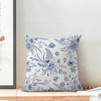CXMEIFLY Spring Floral Leaves Pillow Covers 20 x 20 Inch Set of 2 for Chinoiserie Flowers Decor Throw Pillows Blue and White Seasonal Plant Outdoor Decorative Cushion Cases for Couch Bed Decorations