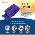 SunnyBay Microwave Heating Pad for Neck and Shoulders, Versatile Bean Bag Moist Heating Pad, Microwavable Neck Wrap, Weighted Hot or Cold Therapy, Made in USA (Purple)