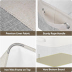 BALEINE 3 Pack Fabric Storage Bins for Shelves, Linen Storage Baskets for Organizing, Decorative Closet Bins for Clothes, Home (Grey, 12"x8"x8")