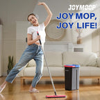 JOYMOOP Mop and Bucket Set for Home, Hands-Free Self-Cleaning System, with 5 Reusable Microfiber Mop Pads, Suitable for Floor Cleaning and Wall Cleaner - Black+Red+Slate Blue