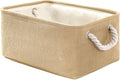 TheWarmHome Decorative Basket Rectangular Fabric Storage Bin Organizer Basket with Handles for Clothes Storage (Beige, Medium-1Pack,13.8L*9.8W*6.7H)