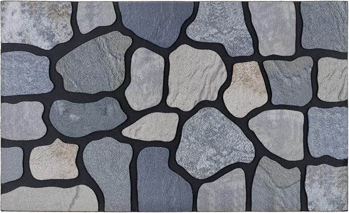 CHICHIC Welcome Door Mat 18X 30 Inch Front Doormat Outdoors for Home Entrance Outdoors Mat for Outside Entry Way Doormat Entry Rugs, Heavy Duty Non Slip Rubber Back Low Profile, Stone