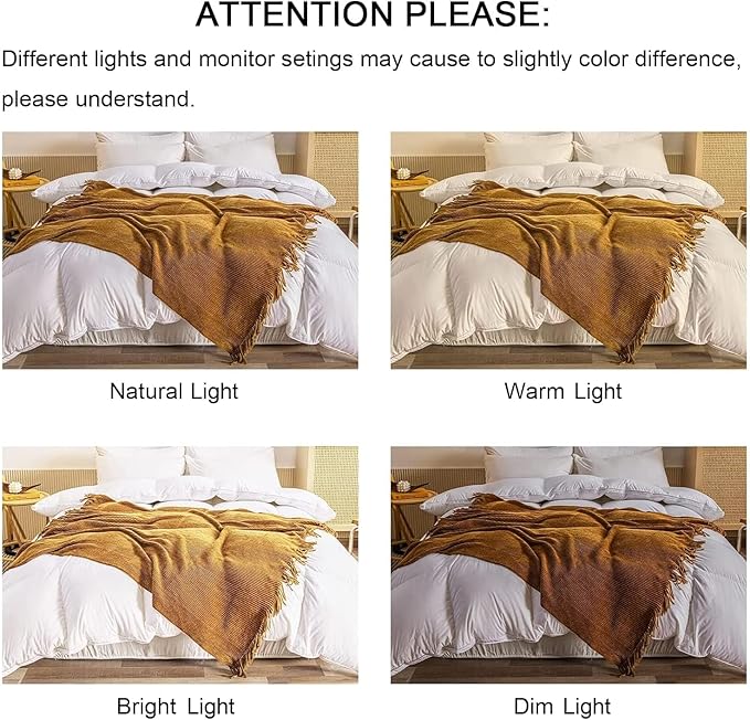 lifein Throw Blanket for Couch, Soft Boho Decor Bed Throw,Cozy Brown Knitted Chenille Small Farmhouse Lightweight Throw for Spring(Golden Brown,60 * 80")