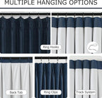 Vision Home Navy Blue Pinch Pleated Full Blackout Curtains Linen Blended Room Darkening Curtain Panels 90 inch for Living Room Bedroom Thermal Insulated Pinch Pleat Drapes with Hooks 40" Wx90 Lx2