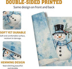 Blue Snowman Snowflake Winter Placemats Set of 4 Seasonal Christmas Linen Table Mats 12x18 Inch Xmas Holiday Snow Farmhouse Rustic Washable Place Mats for Party Kitchen Dining Outdoor Indoor Decor