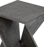 Modern Hand Made One-of-a-Kind Carved Mango Wood End Table, Farmhouse Side Table,Farmhouse End Table,Living Room,Bedroom, Accent Table, Contemporary Architectural Designed Grey,Assembled