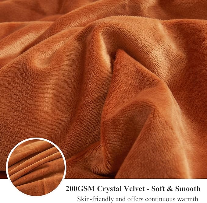 XeGe Luxury Faux Fur Blanket, Burnt Orange Soft Fluffy Bed Throw, Shaggy Plush Big Decorative Couch Throw, Cute Furry Fuzzy Blanket for Sofa Bed, Burnt Orange, 60x90