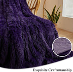 XeGe Plush Faux Fur Throw, Dark Purple Luxurious 50x60 Shaggy Furry Blanket, Thick Fluffy Microfiber Velvet Couch Blanket, Ultra Soft Fuzzy Office Lap Throw for Sofa Bed Car Purple
