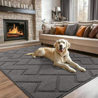 hicorfe Indoor Doormat,Front Back Door Mat Rubber Backing Non Slip Door Mats 47"x71" Absorbent Resist Dirt Entrance Doormat Inside Floor Mats for Entryway Washable Low-Profile (Grey)