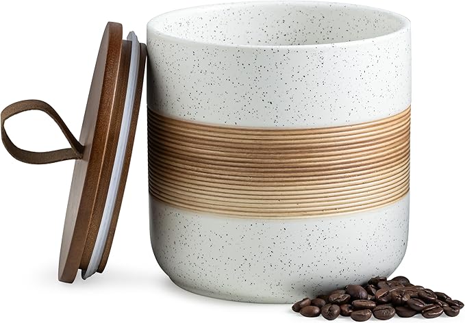 Spice Jars with Lid, Coffee Container Kitchen Food Storage Jars for Spice Sugar Tea Bag, Stackable Decorative Jars for Countertop, White & 37oz