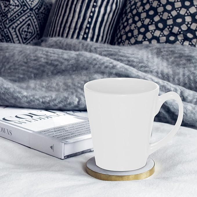 DISCOUNT PROMOS Glossy Ceramic Latte Coffee Mug 12 oz. Set of 10, Bulk Pack - Perfect for Tea, Espresso, Cappuccino, Hot Cocoa - White