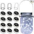ZNYCYE Mason Jar Solar Lights for Outside, 12 Pack 30LED Fairy Lights Mason Jar Solar Lids Outdoor Waterproof String Lights with Hangers(NO Jars) for Patio Garden Yard Lawn Decoration - Cool White