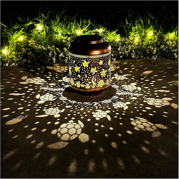 Sea Turtle Solar Lanterns Outdoor Waterproof,Hanging Solar Lights Sea Turtle Gifts for Women Metal LED Decorative Light for Yard,Patio,Lawn,Tabletop,Pathway,Landscape,Garden Decor