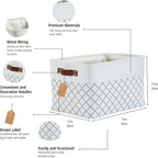 DECOMOMO White Storage Bins Fabric Storage Baskets for Shelves, Linen Closet Organization Toys Nursery (White Check, Large - 3 Pack)