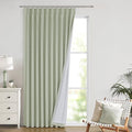 Vision Home Soft Green Pinch Pleated Full Blackout Curtains Linen Blended Room Darkening Window Panels 90 inch for Living Room Bedroom Thermal Insulated Pinch Pleat Drapes with Hooks 60" Wx90 Lx1