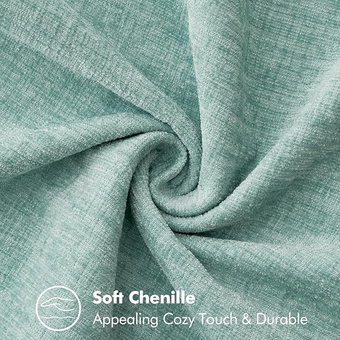 MIULEE Pack of 2 Couch Throw Pillow Covers 12x20 Inch Aqua Green Farmhouse Decorative Pillow Covers with Stitched Edge Soft Chenille Solid Dyed Spring Pillow Covers for Sofa Bed Living Room