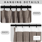 Macochico 100”Wx102”L 100% Blackout Pinch Pleated Linen Curtains for Sliding Door Bedroom Living Room Farmhouse Thermal Insulated Light Coffee Burlap Drapes with Tieback 1 Panel Shabby Chic Style