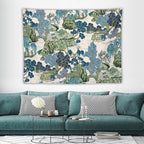 Chinoiserie Tapestry,Asian Watercolor Abstract Art Tapestry,Asian Japanese Wall Tapestry, Nature Landscape Tapestries for Bedroom Living Room Decor 80"x60"