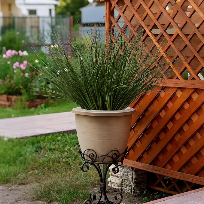 16PCS 17.3" Fake Plants Artificial Wheat Grass Greenery Plastic Plants Fake Grass Artificial Plants for Outdoor Decor Artificial Grass Plant with Greenery Stems for Indoor Home Decoration