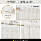 MYSKY HOME Country Curtains for Sliding Glass Door, Back Tab Semi Sheer Curtain Panels Extra Long Floor Length Drapes Linen Texture Soft Touch, 50x108 Inch, Linen, Set of 2