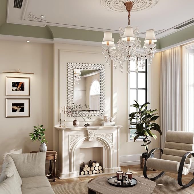 Kelly Miller 30"x40" Jeweled Bathroom Wall Mirror, Large Rectangle Mirror Decorative Mirror Luxury Vanity Mirror with Diamonds for Master Bath Half Bath Living Room Bedroom Fireplace Mantle Entryway