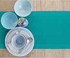 Solino Home Linen Teal Table Runner 108 Inches Long - 100% Pure Linen Hemstitch 14 x 108 Inch Table Runner for Dining, Fall, Autumn, Thanksgiving - Classic Hemstitch