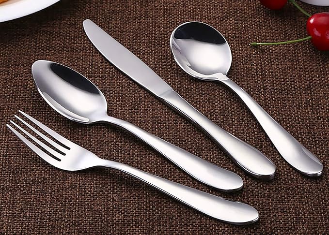 VANRA 4-Piece Children Spoons Stainless Steel Kids Dinner Spoons Child Silver Cutlery Set 5.6-inch (4 spoons)