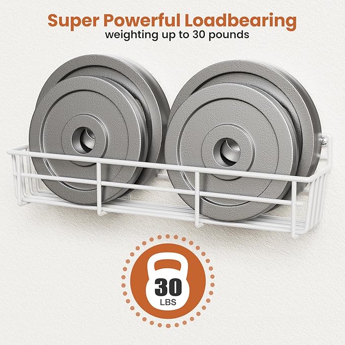 5 Pack Spice Rack Seasoning Organizer Wall Mount, Screw or Adhesive Hanging Shelf Basket Spice Organizer Shelf for Kitchen, White