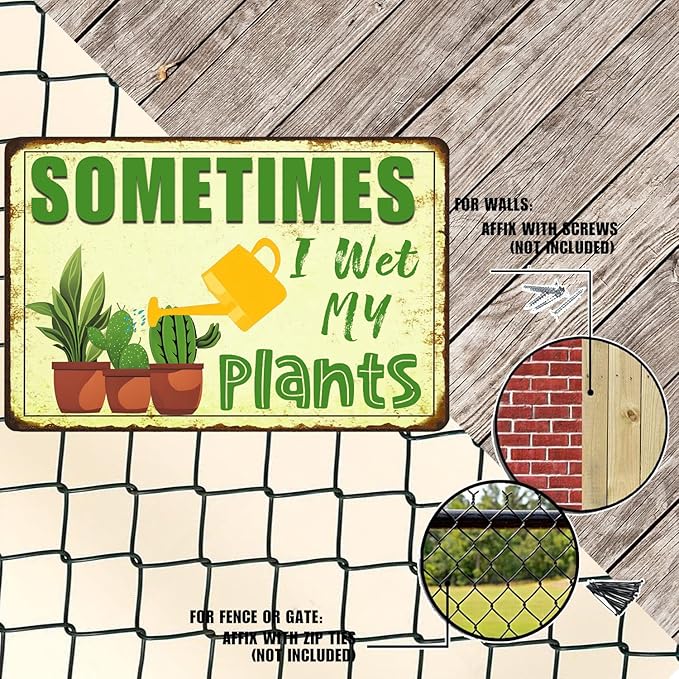 Funny Signs Garden Decor Outdoor Vintage Garden Decorative Metal Sign Gifts For Women Plant Lover Sometimes I Wet My Plants 12x8 Inches