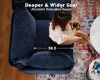 Oversized Accent Chair, Upholstered Modern Sofa Chair with Removable Backrest & Detachable Cover, 24.5" Deep Seat Large Reading Armchair for Living Room Bedroom Office - Chenille Blue Set of 1