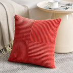 Fancy Homi 2 Packs Red Big Decorative Throw Pillow Covers 24x24 Inch for Couch Bed Sofa, Holiday Christmas Home Decor Gift, Soft Corss Corduroy Patchwork Accent Square Cushion Case 60x60 cm