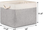 Bidtakay Storage Baskets for Organizing Large Storage Bins for Shelves 2 Pack 16x12 in Fabric Baskets for Blanket Nursery Toy Storage Collapsible Organizer Bins Closet Organizers Storage-Grey&White